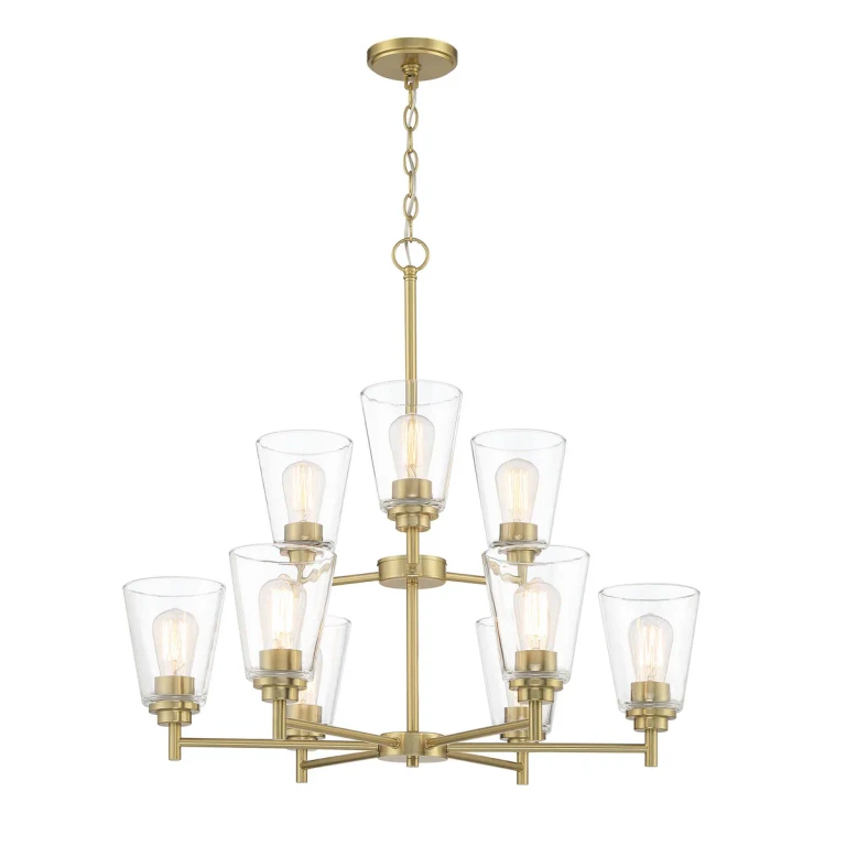 Brushed Gold Nine Light Chandelier from the Westin Collection