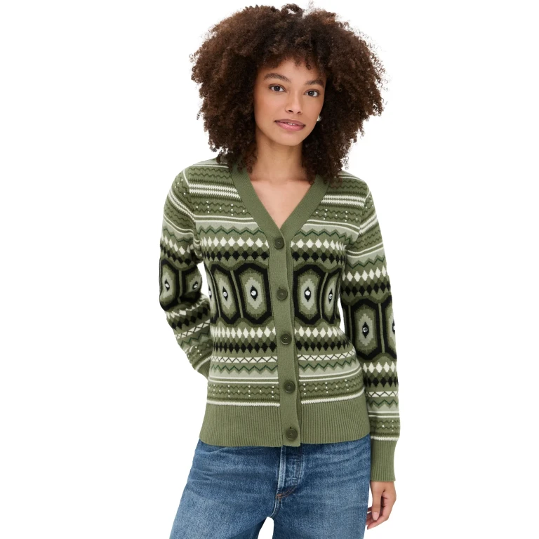 ALIGNE Federika Fair Isle Cardigan Green 0