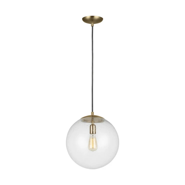 Satin Brass Pendant from the Leo - Hanging Globe Collection