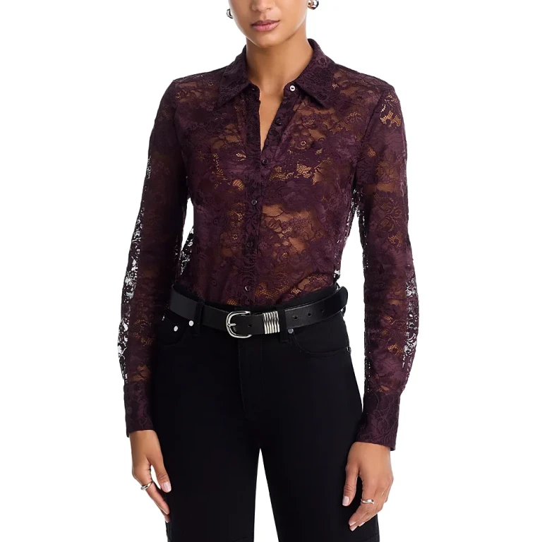 L'Agence Maia Lace Button Down Blouse