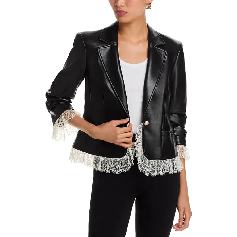 Cinq a Sept Le Petit Roxie Faux Leather Blazer