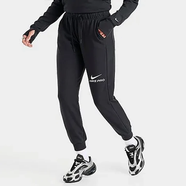 Nike Women's Pro Dri-FIT French Terry Jogger Pants in Black/White Size: XS