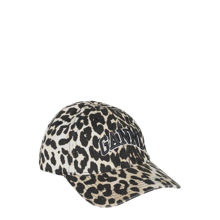 Ganni Washed Cotton Canvas Cap Leo Emb