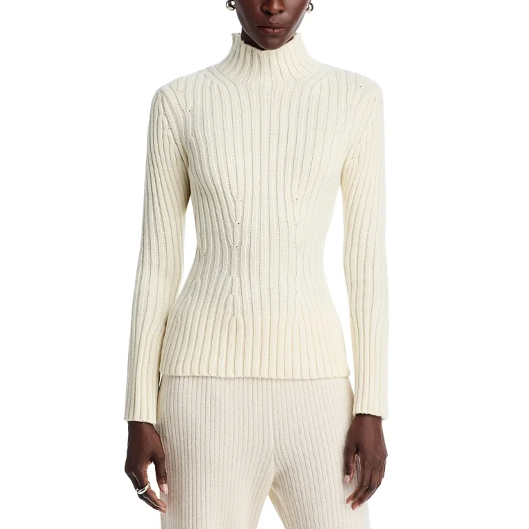 Lafayette 148 New York Merino Wool & Cashmere Ribbed Bell Sleeve Sweater