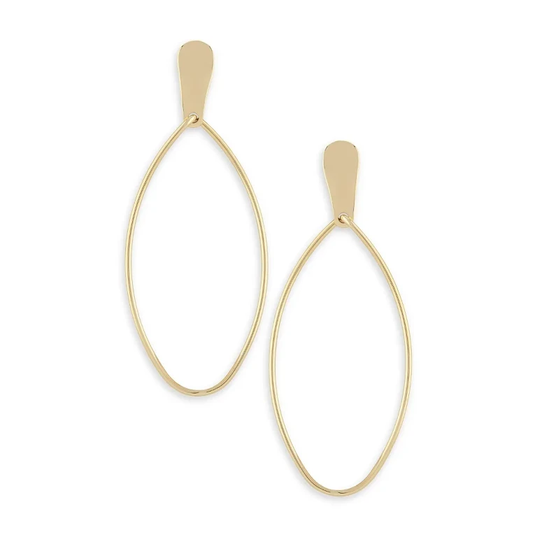 Oblong Drop Earrings in 14K Yellow Gold