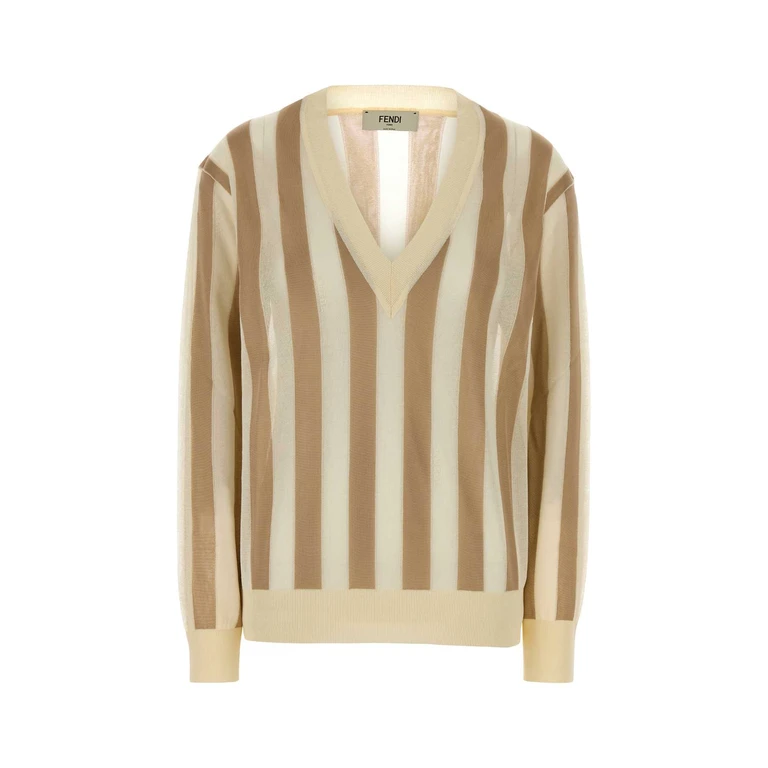 Fendi Embroidered Silk Blend Sweater Icetea-26 Exterior: Cotton Maglieria - Women