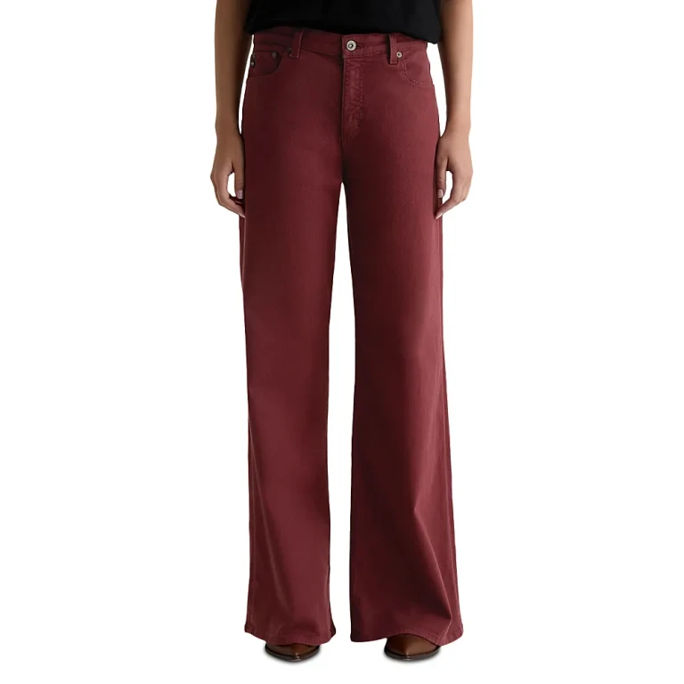 Ag Saige Mid Rise Wide Leg Jeans in Cranberry