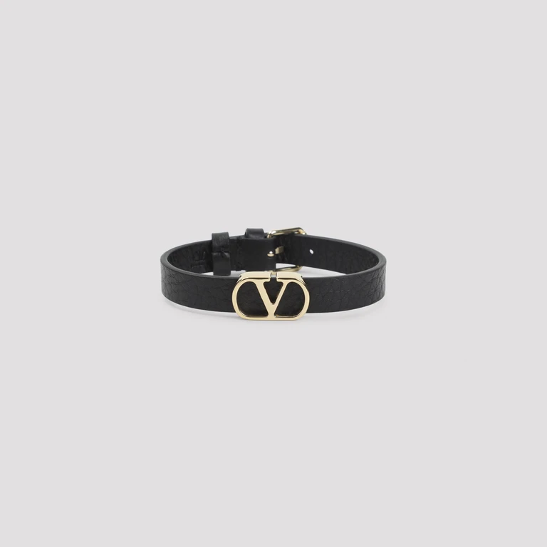 Valentino Garavani Leather Bracelet Black Calf Jewellery - Men