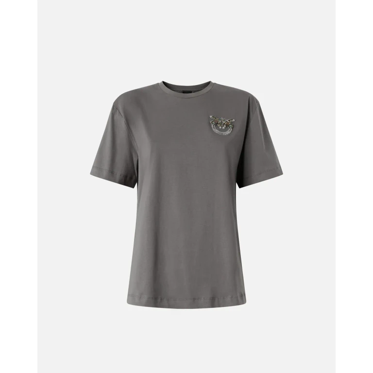 Pinko T-shirt with Love Birds Jewel Appliqué