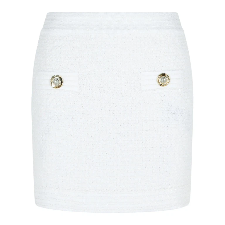 Balmain White Cotton Blend Miniskirt