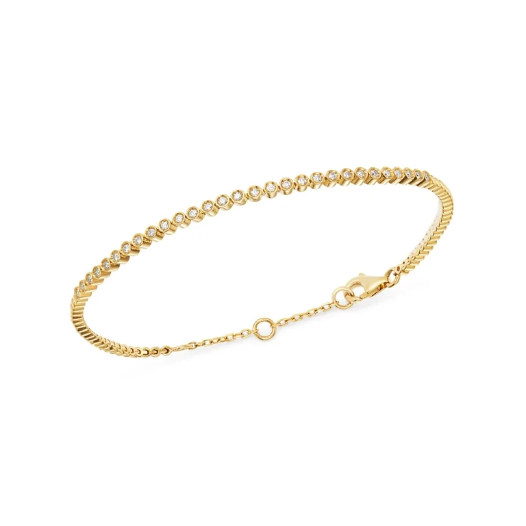 Bezel-Set Diamond Stacking Bracelet in 14K Yellow Gold, 0.25 tcw