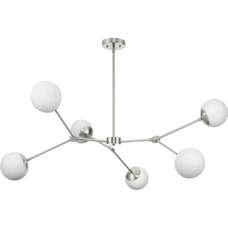Brushed Nickel Six Light Chandelier from the Haas Collection