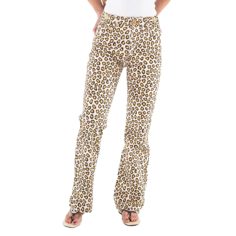 Rabanne Leopard Natural Movida Printed Flared Jeans, Brand Size 36 (US Size 4)
