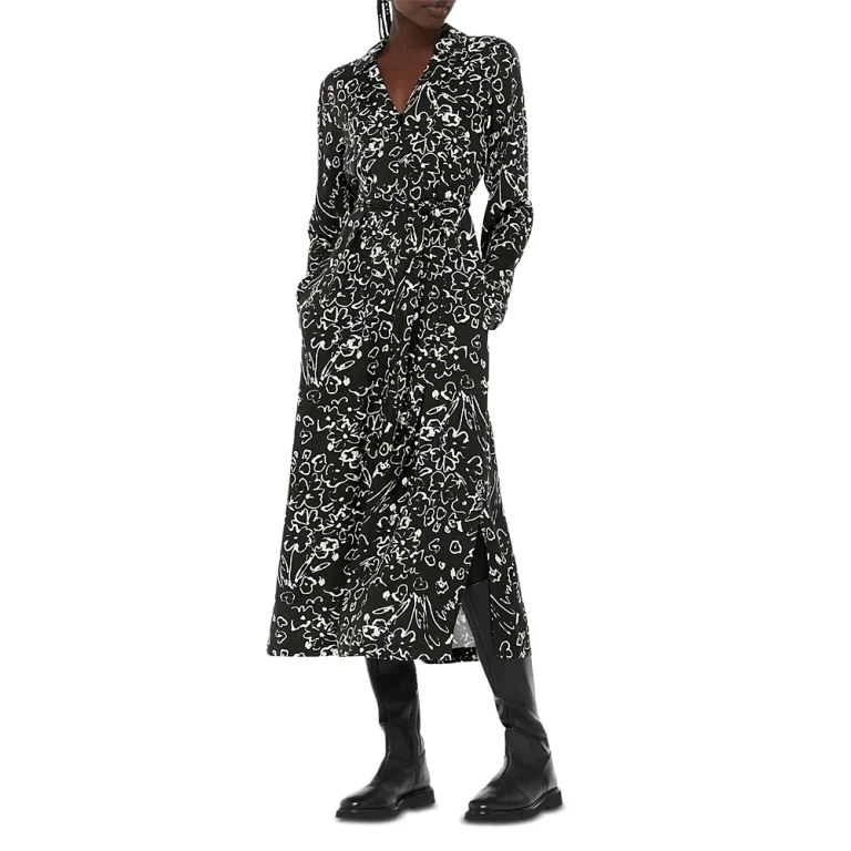 Whistles Scribble Bouquet Midi Dress