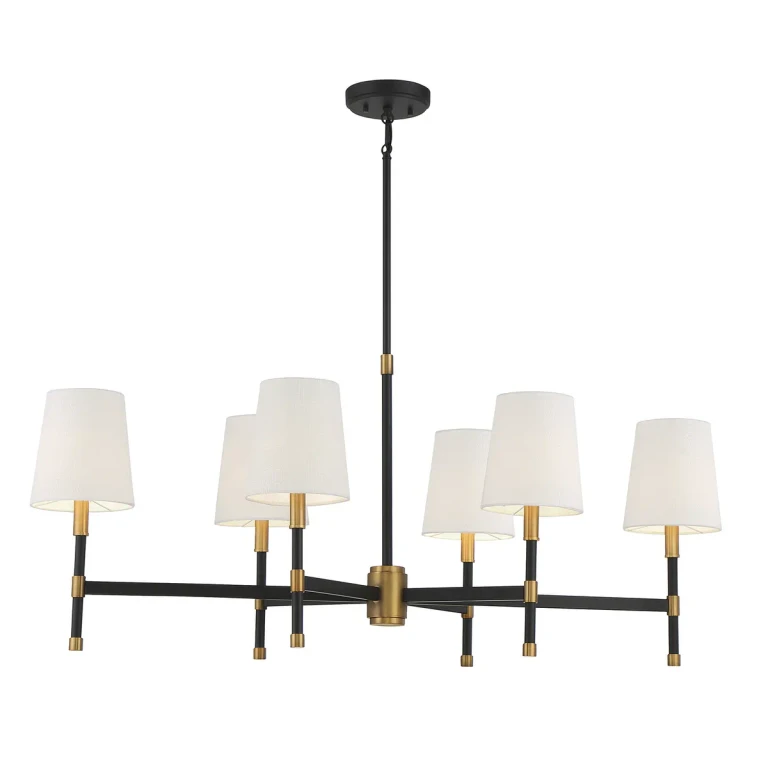 Brody 6-Light Linear Chandelier in Matte Black with Warm Brass Accents