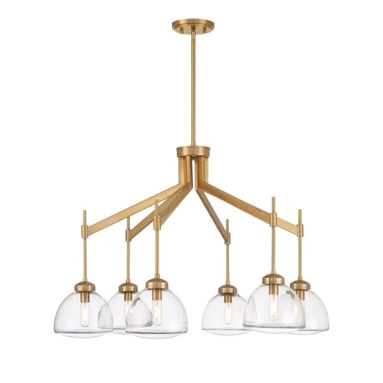 Warm Brass Six Light Chandelier from the Corbin Collection