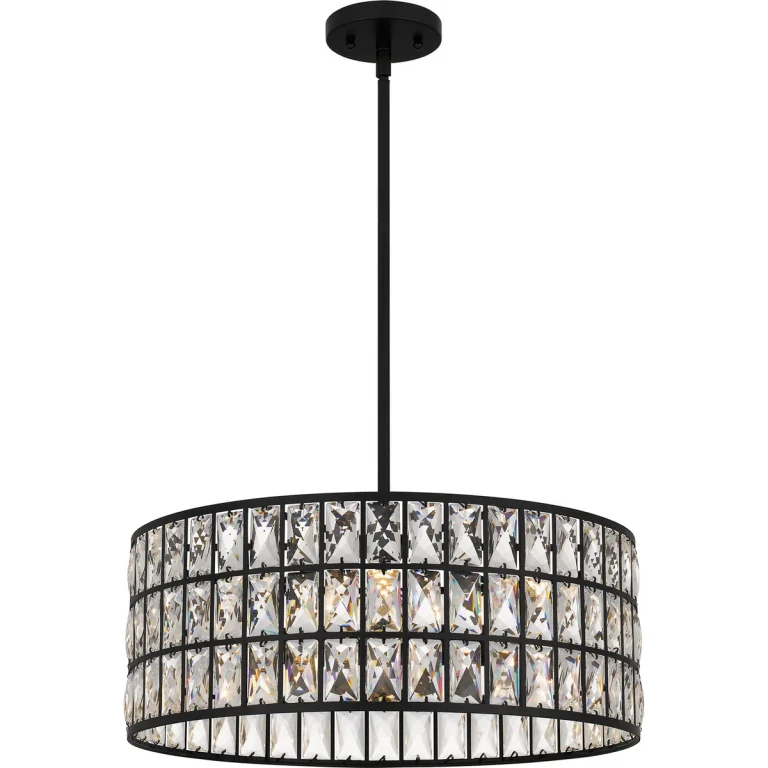 Matte Black Four Light Pendant from the Gibson Collection