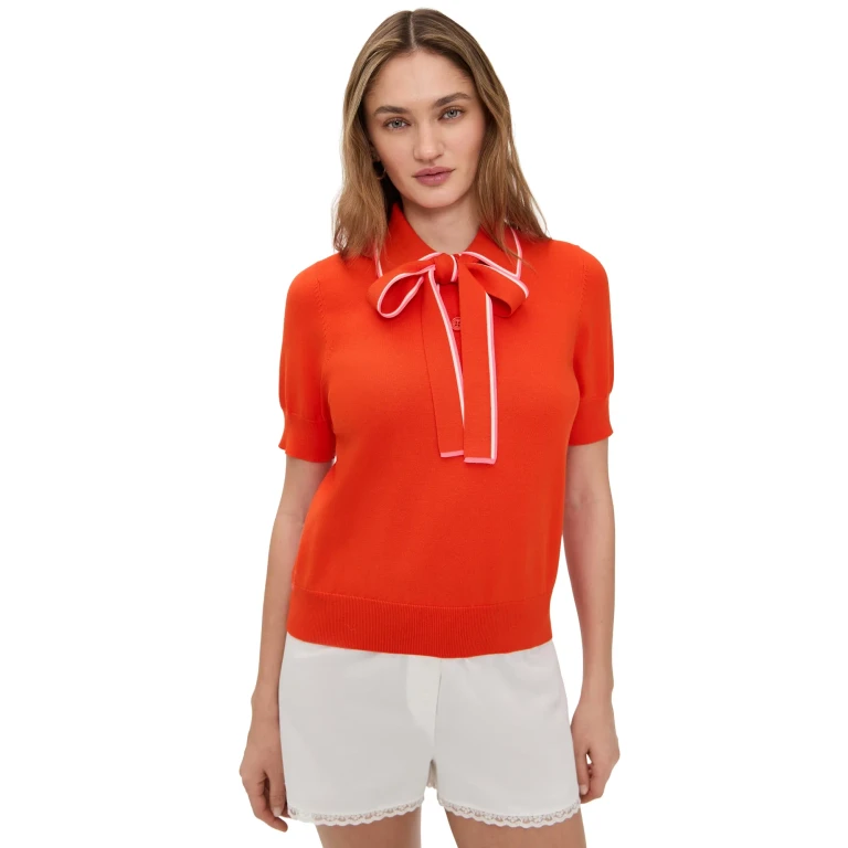 ESSENTIEL ANTWERP Jojoba Polo with Bow Combo1 Nectarine S