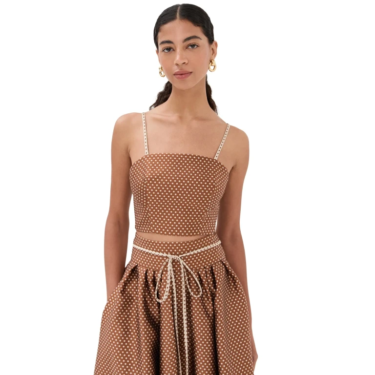 Rosie Assoulin Halfway There Crop Top Brown/Cream 6