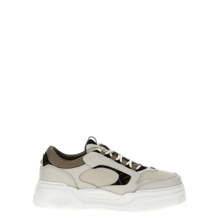 Multicolor Leather And Canvas Fendi Force Sneakers