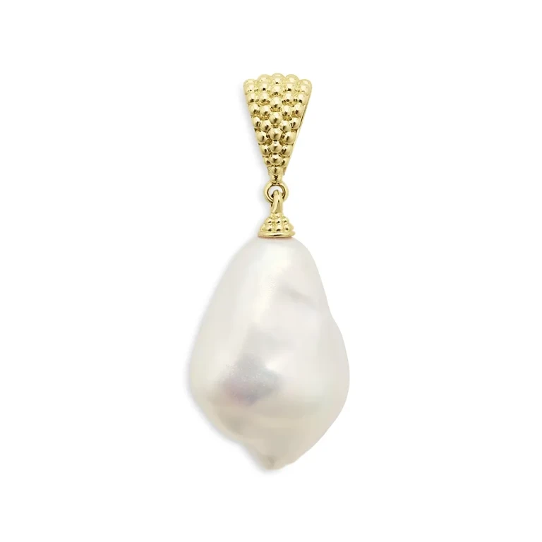 Lagos 18K Yellow Gold Luna Cultured Freshwater Baroque Pearl Caviar Bead Pendant