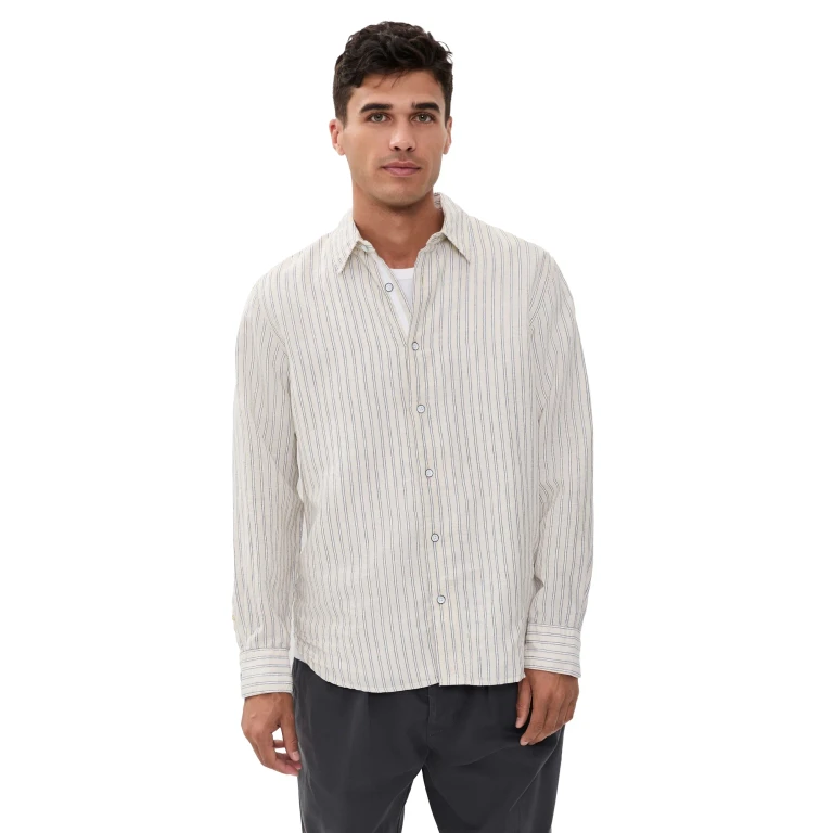 rag & bone Finch Long Sleeve Linen Stripe Shirt Patus S