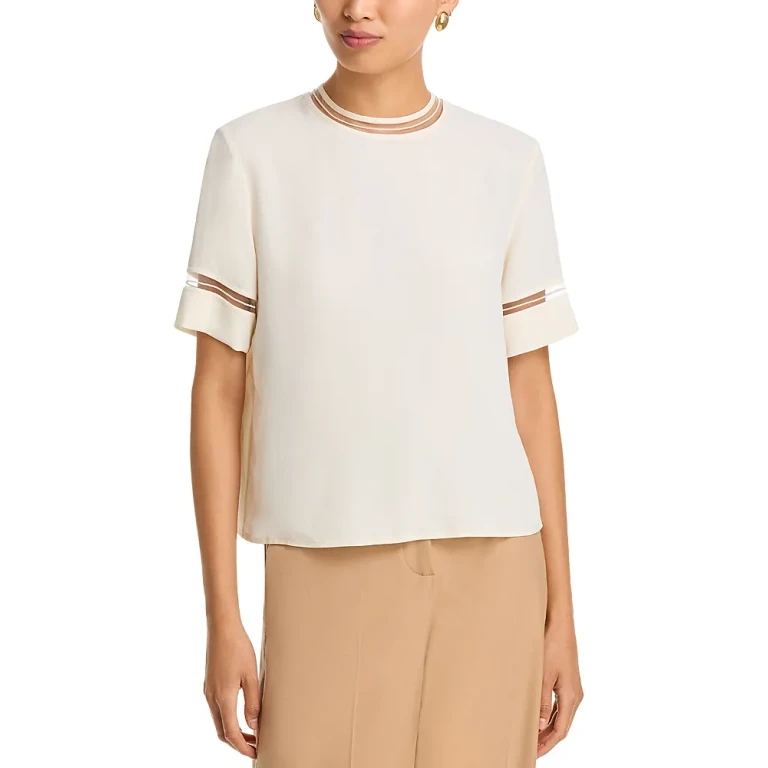 Fabiana Filippi Manica Corta Mesh Trim Top