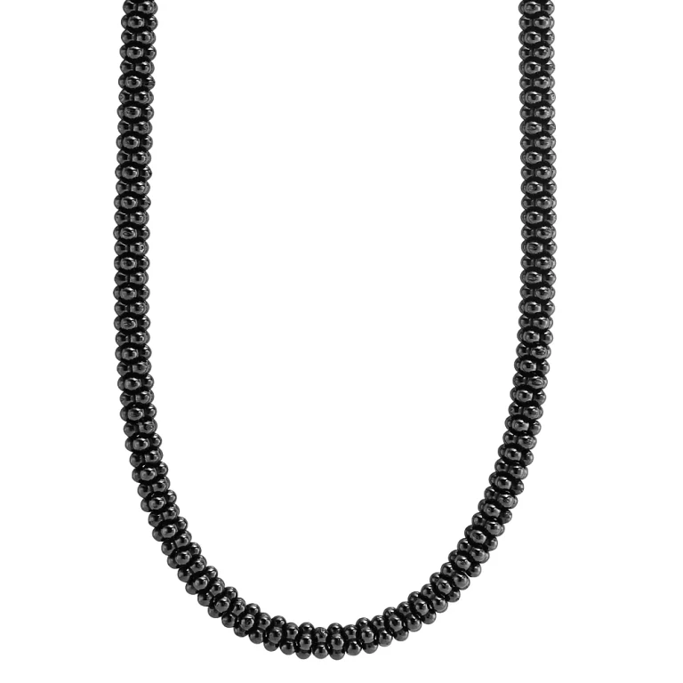 Lagos Black Caviar Ceramic Necklace with 18K Gold, 16