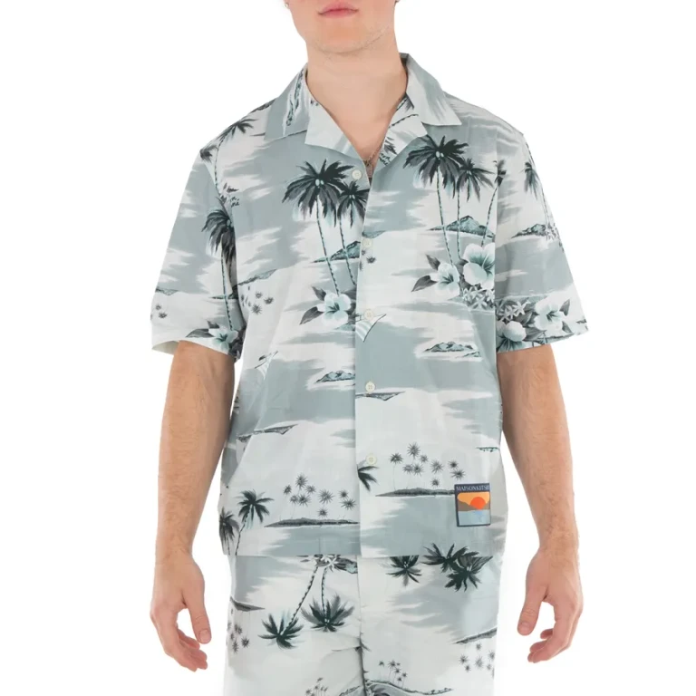 Maison Kitsune Seafoam Design Island-Print Shirt