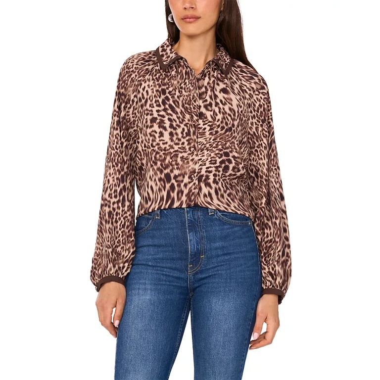Vince Camuto Printed Raglan Sleeve Shirt