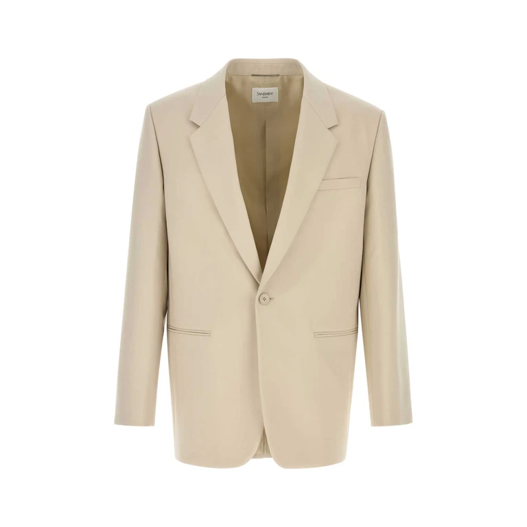 Saint Laurent Sand Wool Blazer Beige Exterior: Lining: Silk Giacche E Gilet - Men