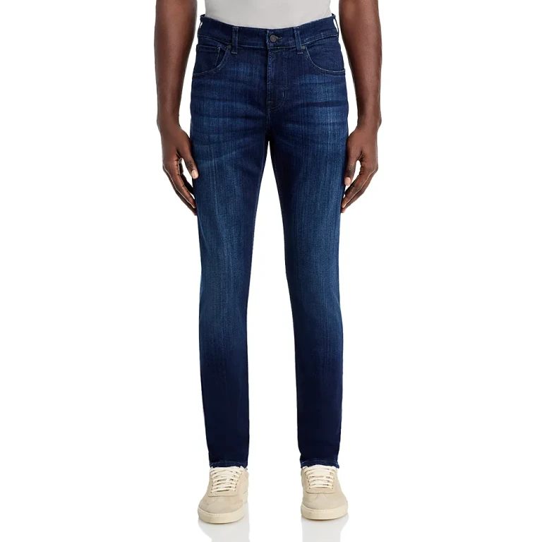 7 For All Mankind Luxe Performance Plus Slimmy Tapered Slim Fit Jeans in Deep Blue