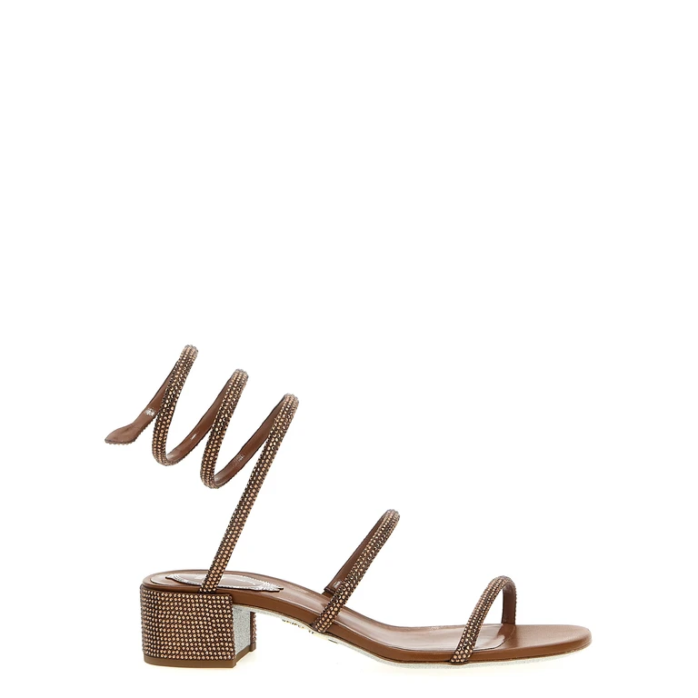 Rene Caovilla Brown Satin Platform Sandals - Women