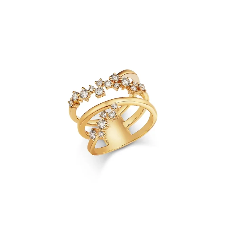 Diamond Scatter Crossover Ring in 14K Yellow Gold, 0.72 tcw