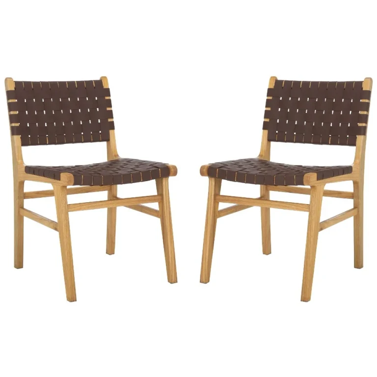 Taika Brown Leather Dining Chairs - Set of 2