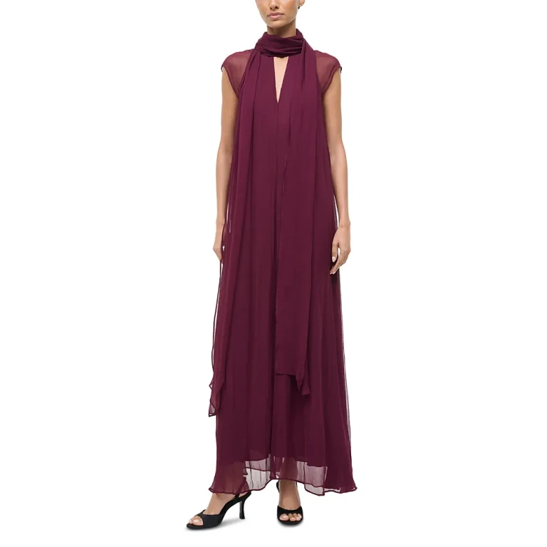 Staud Camilla Tie Neck Maxi Dress