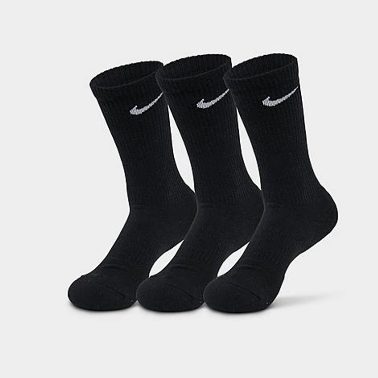 Nike Everyday Cushioned Training Crew Socks (3-Pack) in Black/White Size: Small