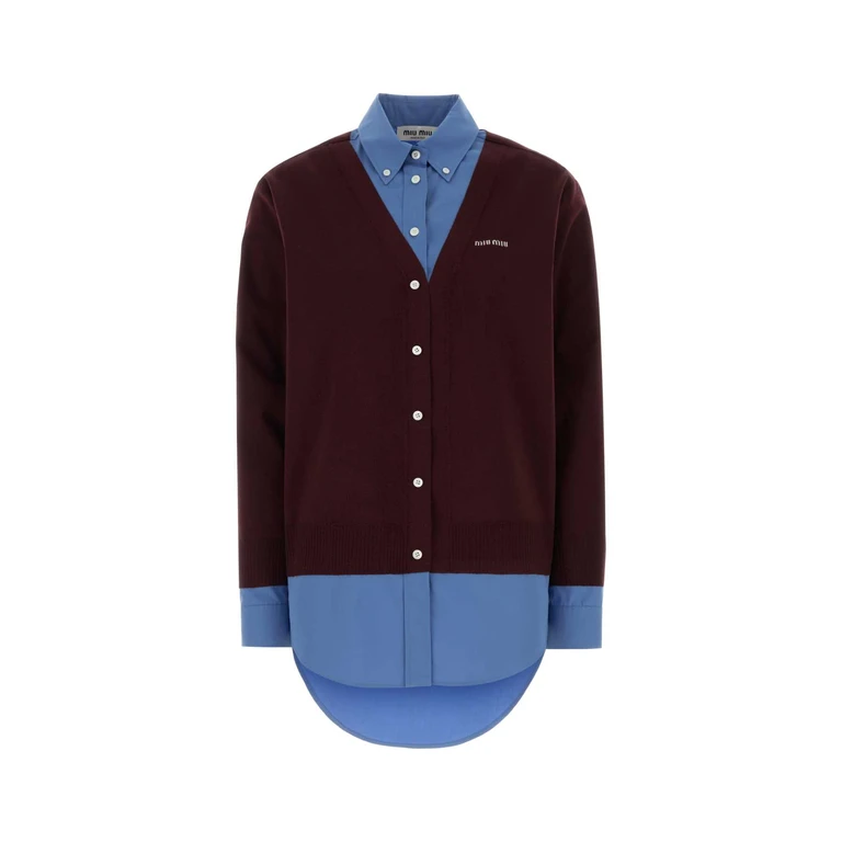Miu Miu Burgundy Wool Cardigan Bordeauxpervinca Wv-co-trochusniloticus Camicie - Women