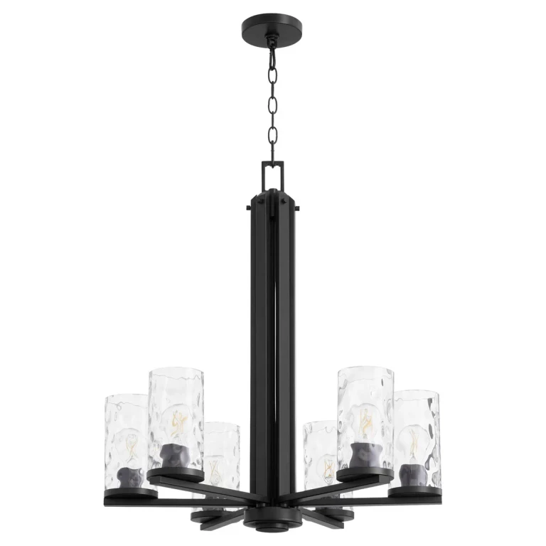 Matte Black Six Light Chandelier from the Steinway Collection