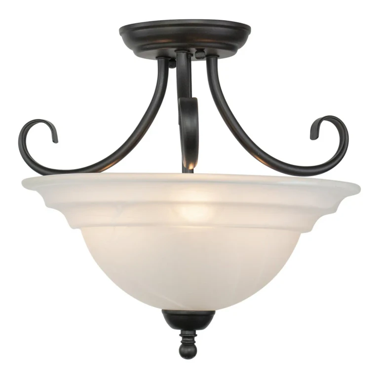 Oil Burnished Bronze Three Light Semi Flush Mount from the Babylon Collection
