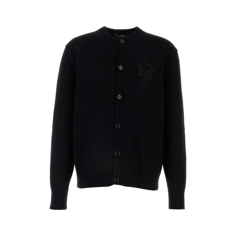 Black Nylon Blend Cardigan Nero Exterior: Alpaca Wool Maglieria - Men