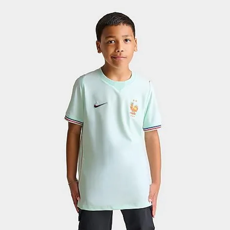 Nike Big Kids France 26 Stadium Away Dri-FIT Replica Soccer Jersey in Igloo/Monarch/Monarch Size: XS