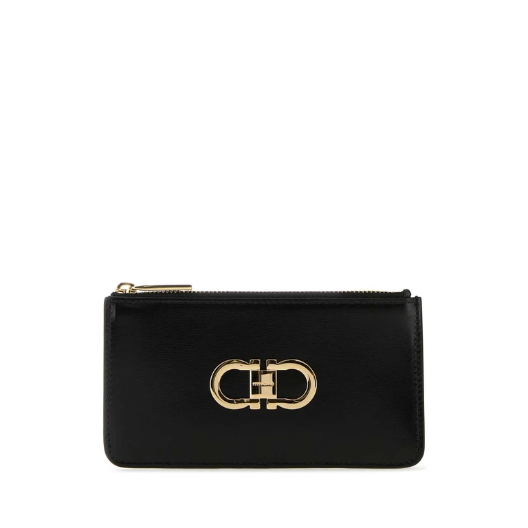 Black Leather Wallet Neroflameredflamered Calf Portafogli - Women