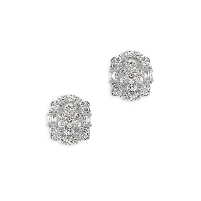 Diamond Cluster Stud Earrings in 14K White Gold, 1.0 ct. t.w. - Exclusive