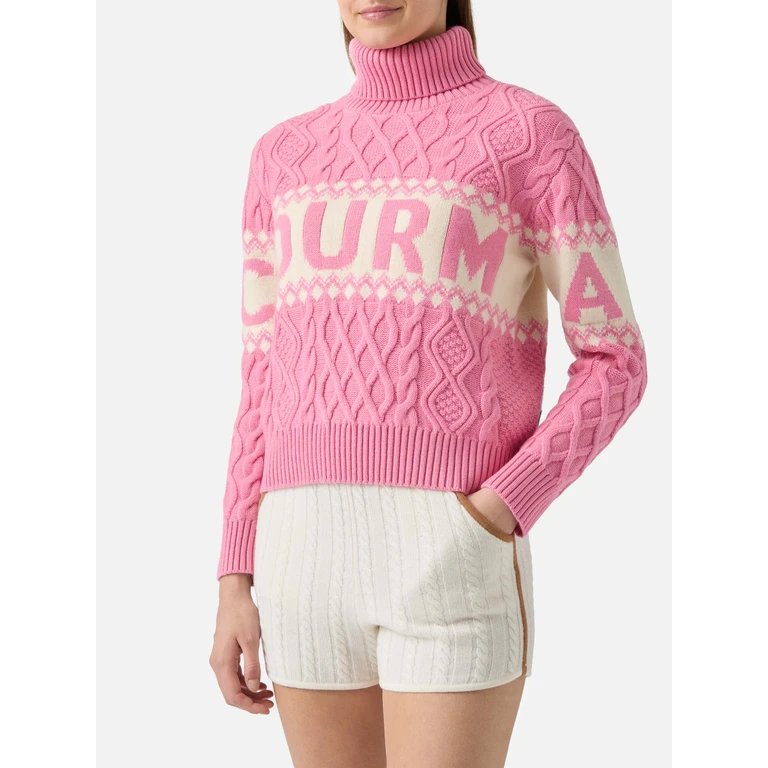 Mc2 Saint Barth Half-Turtleneck Sweater Anton With Saint Barth Jaquard Pink - Women