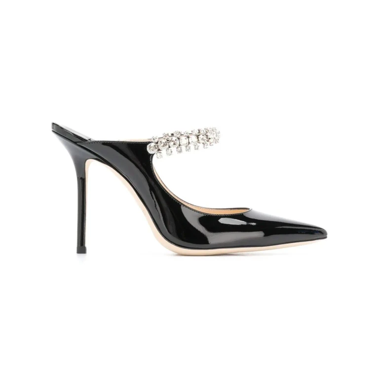 Jimmy Choo Black Pumps With Crystal Strap In Patent Leather Woman