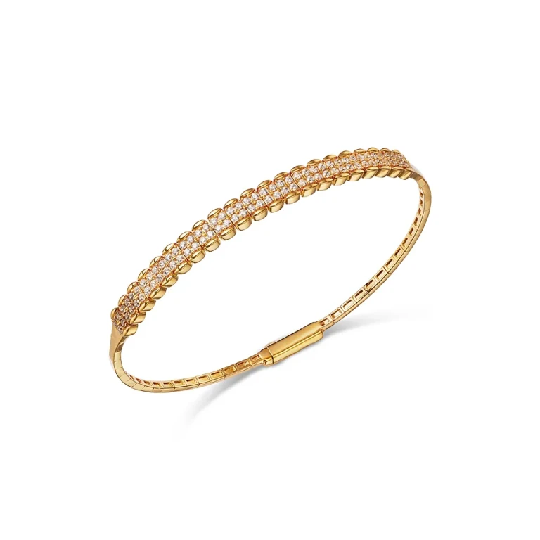 Diamond Bangle Bracelet in 14K Yellow Gold, 1.0 tcw