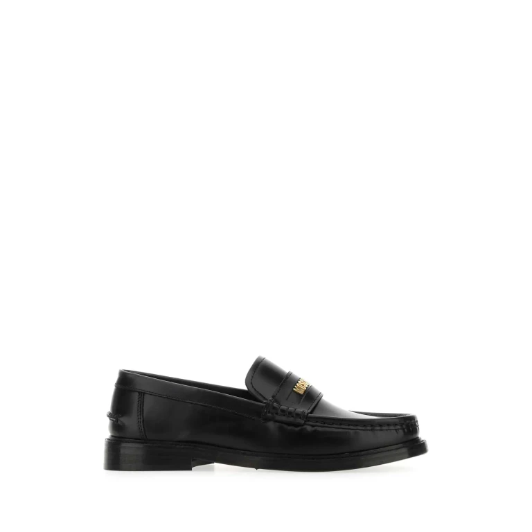 Moschino Black Leather Loafers