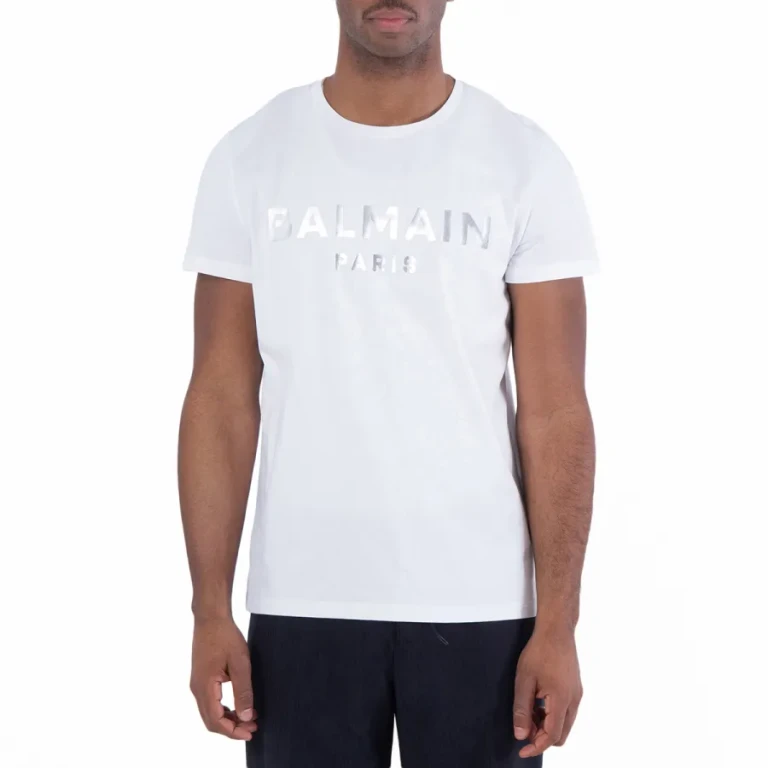 Balmain Foil Logo Embossed T Shirt