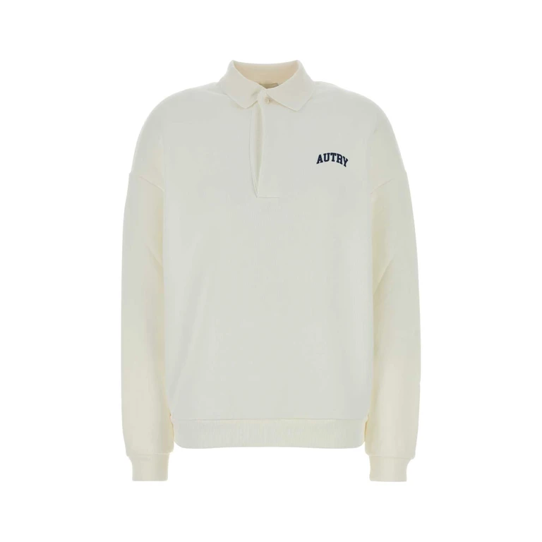 Autry White Cotton Polo Shirt Jerseywhite Exterior: Felpe - Women